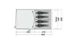 Easy Camp Galaxy 400 Rustic Green Tunneltent - 4 Personen -Winkel Voor Kampeerartikelen Voor Buiten 120391 galaxy 400 rustic green drawing floorplan3