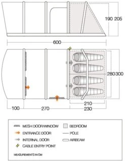 Vango Aether Air 450XL Opblaasbare Tent - 4 Persoons 9 Vango Aether Air 450XL Opblaasbare Tent - 4 Persoons -Winkel Voor Kampeerartikelen Voor Buiten 1900 1514 aether air 450xl floorplan 01
