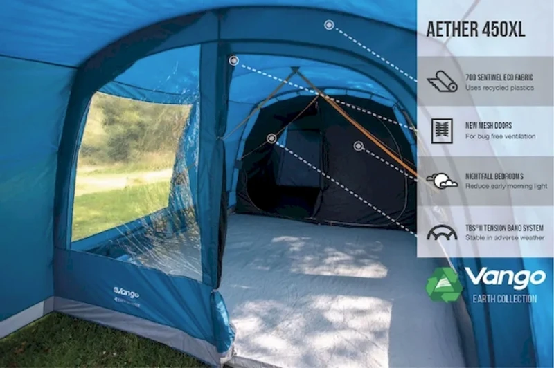 Vango Aether Air 450XL Opblaasbare Tent - 4 Persoons 4 Vango Aether Air 450XL Opblaasbare Tent - 4 Persoons - Afbeelding 4