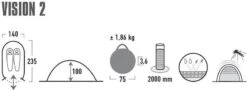 High Peak Vision 2 Pop-up Tent - 2 Persoons - Groen -Winkel Voor Kampeerartikelen Voor Buiten 440 1200 4001690101080.pt01