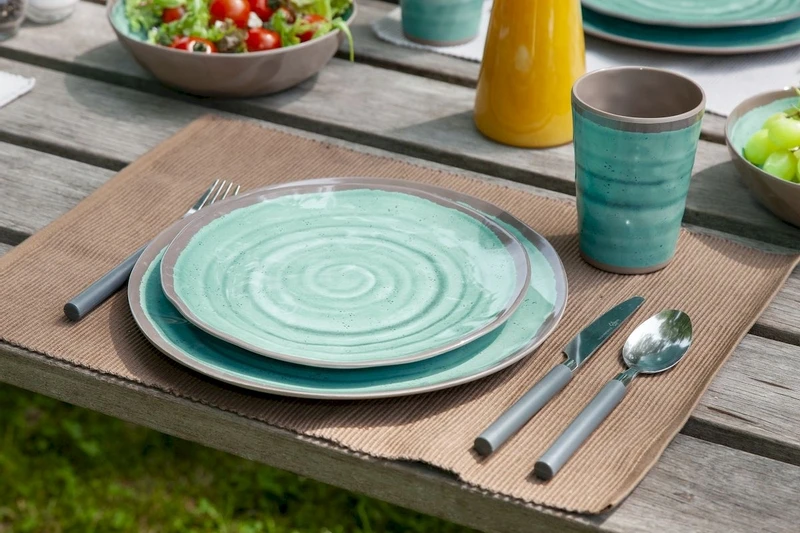 Bo-Camp Halo Melamine Serviesset - 12-delig - Aqua 6 Bo-Camp Halo Melamine Serviesset - 12-delig - Aqua - Afbeelding 6