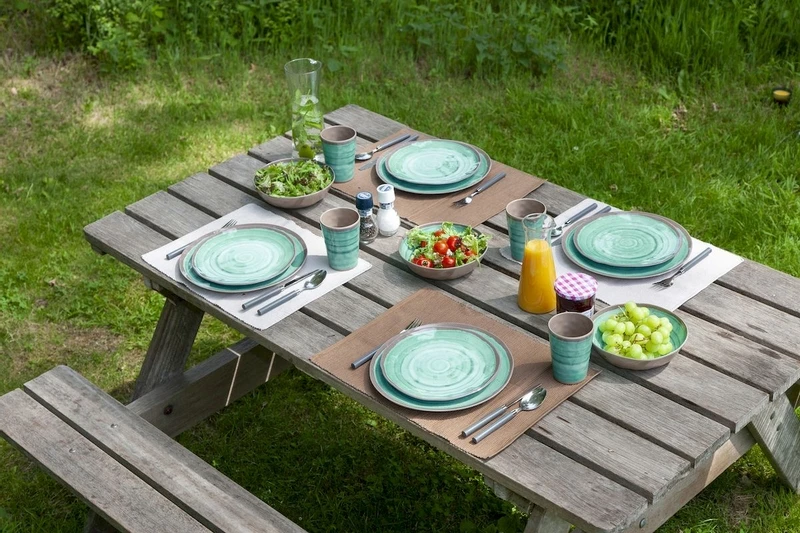 Bo-Camp Halo Melamine Serviesset - 12-delig - Aqua 2 Bo-Camp Halo Melamine Serviesset - 12-delig - Aqua - Afbeelding 2