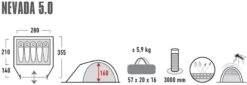 High Peak Nevada 5.0 Koepeltent Met Luifel - 5 Persoons -Winkel Voor Kampeerartikelen Voor Buiten 900 2483 4001690102094.pt01